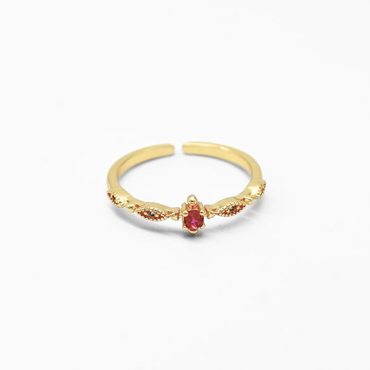 Ruby - Ring - Plated - Adjustable