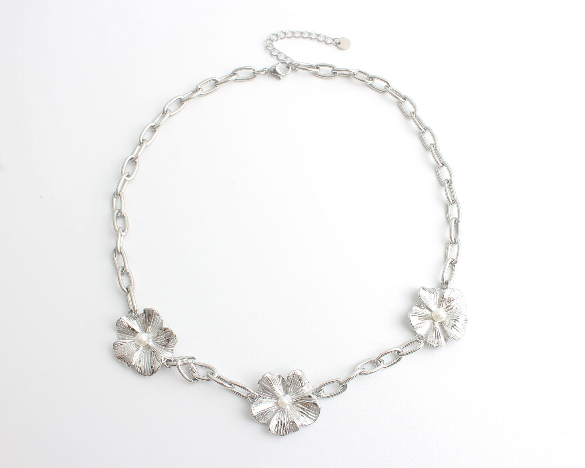 Three Flowers - Necklace - Stainless Steel