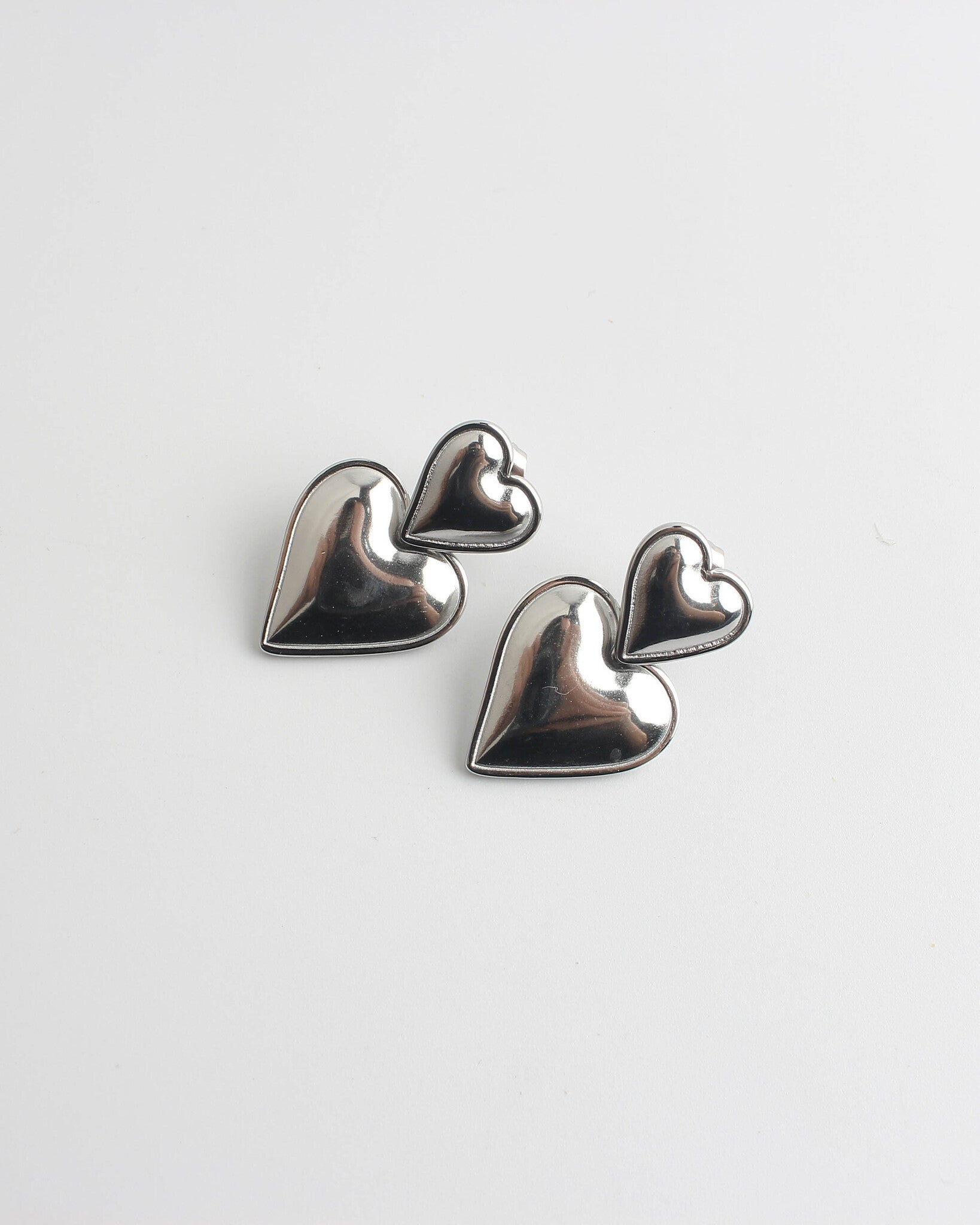 Two Hearts - Earrings - Stainless Steel