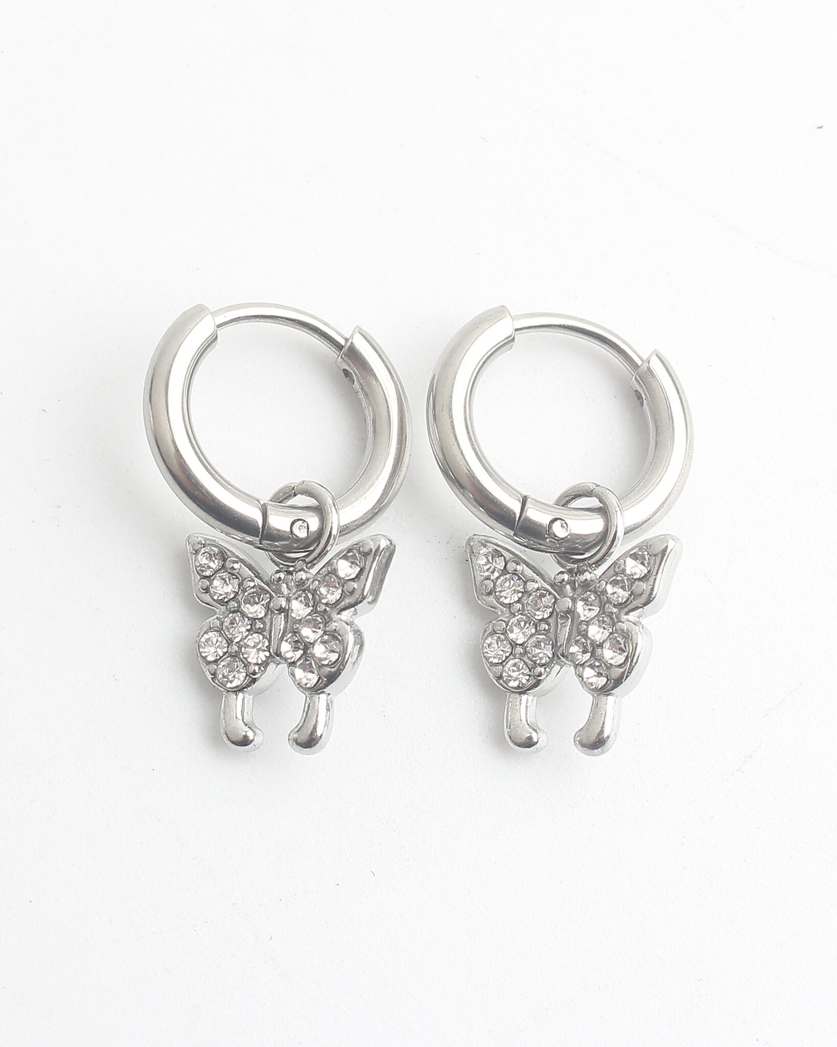 Sparkly Butterfly - Earrings - Stainless Steel