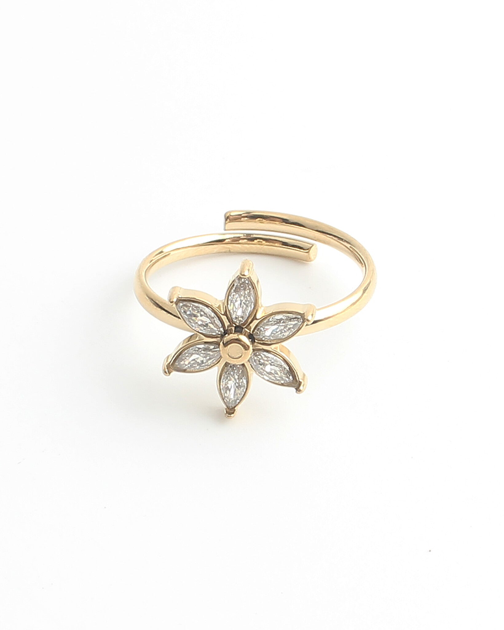 Shiny Flower - Ring - Stainless Steel - Adjustable