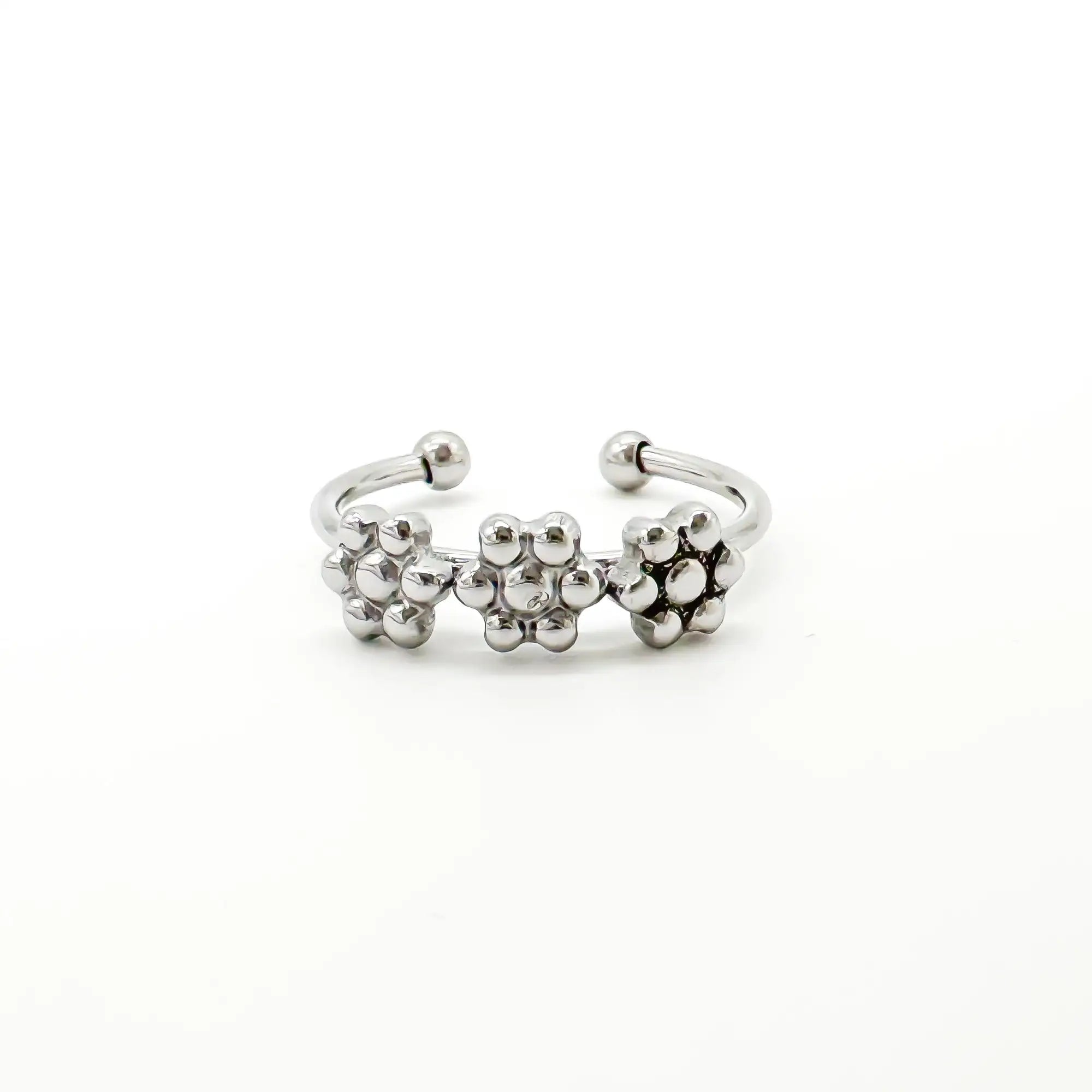 Trois Fleurs - Ring - Stainless Steel - Adjustable