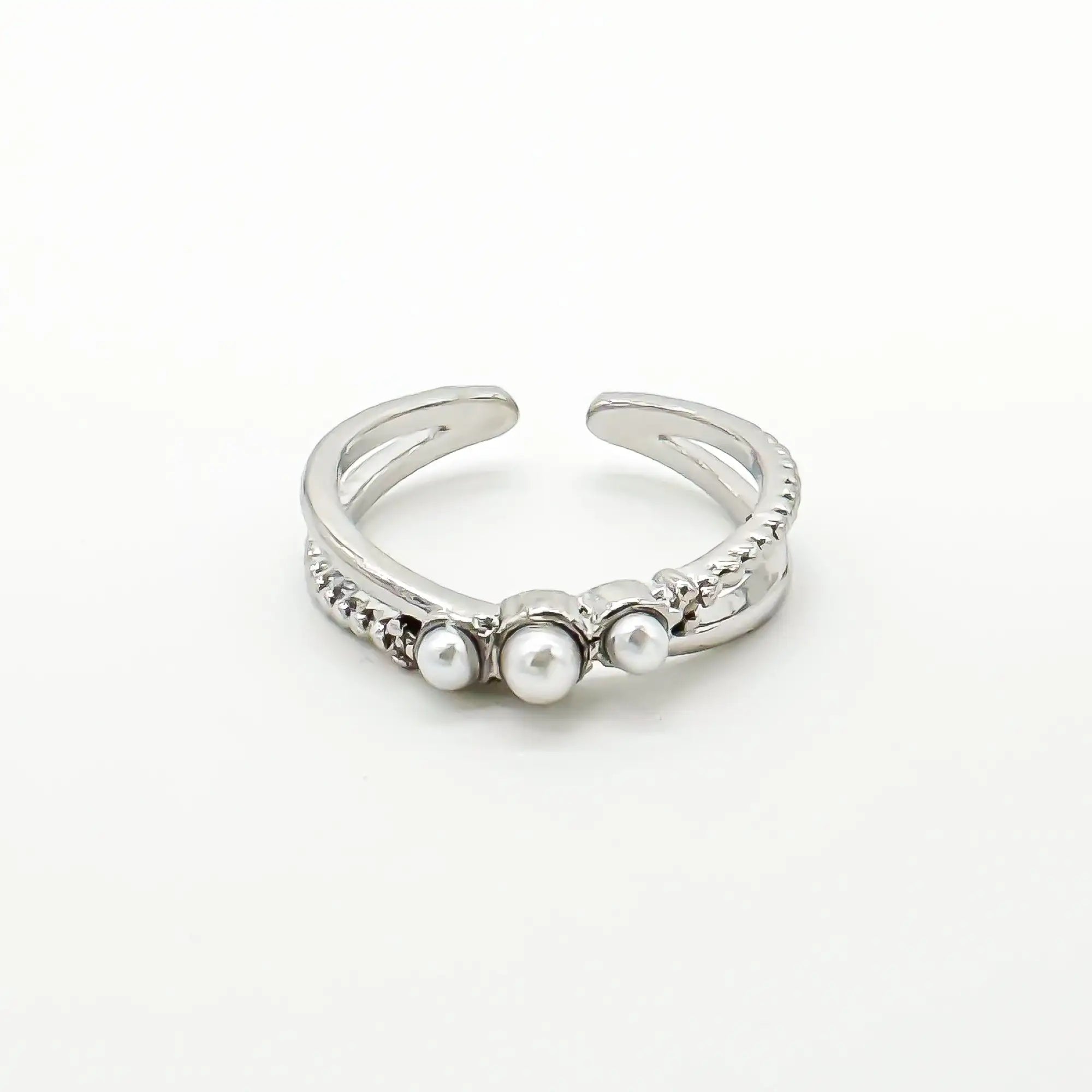 Trois Perles - Ring - Stainless Steel - Adjustable