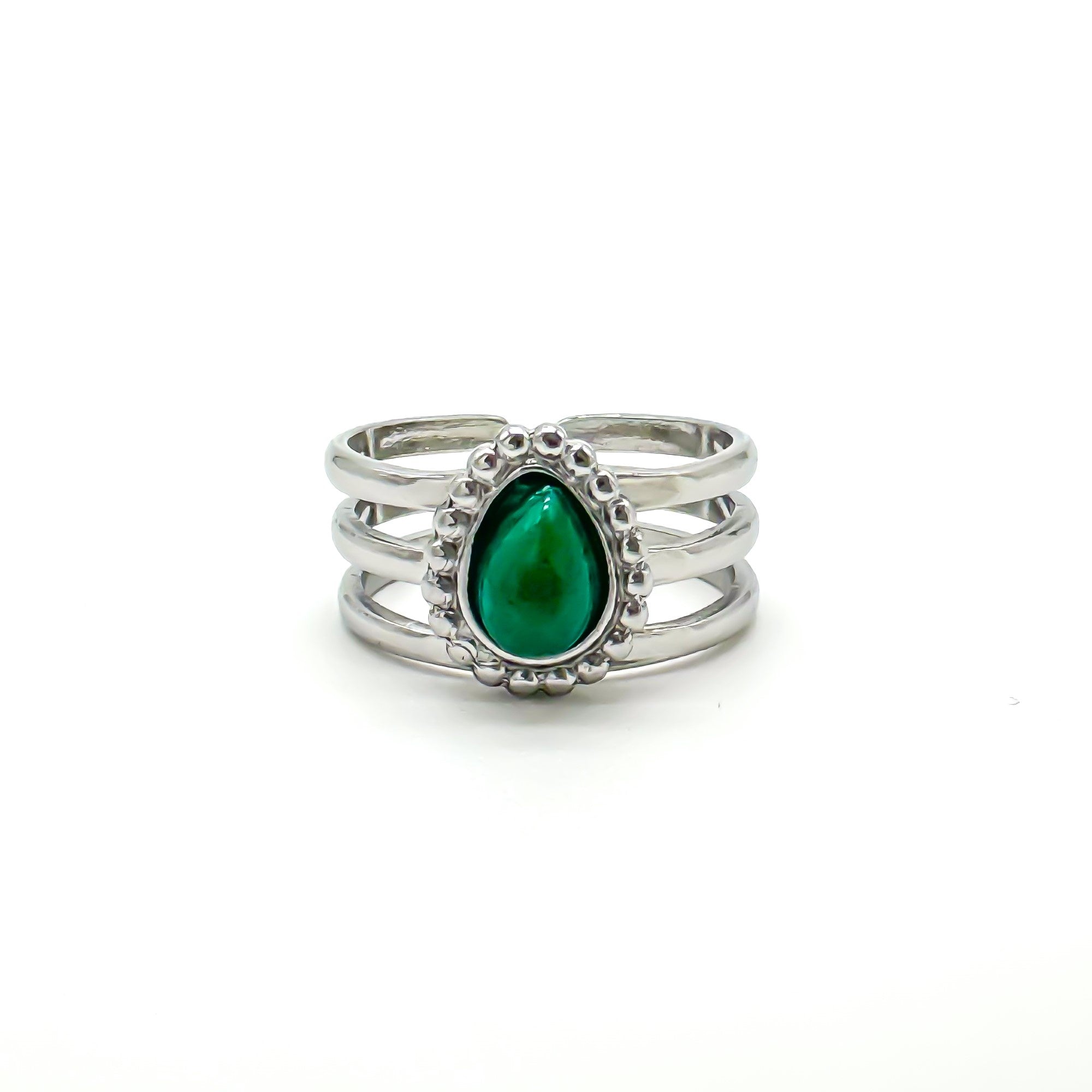 Menthe - Ring - Natural Stone - Stainless Steel - Adjustable