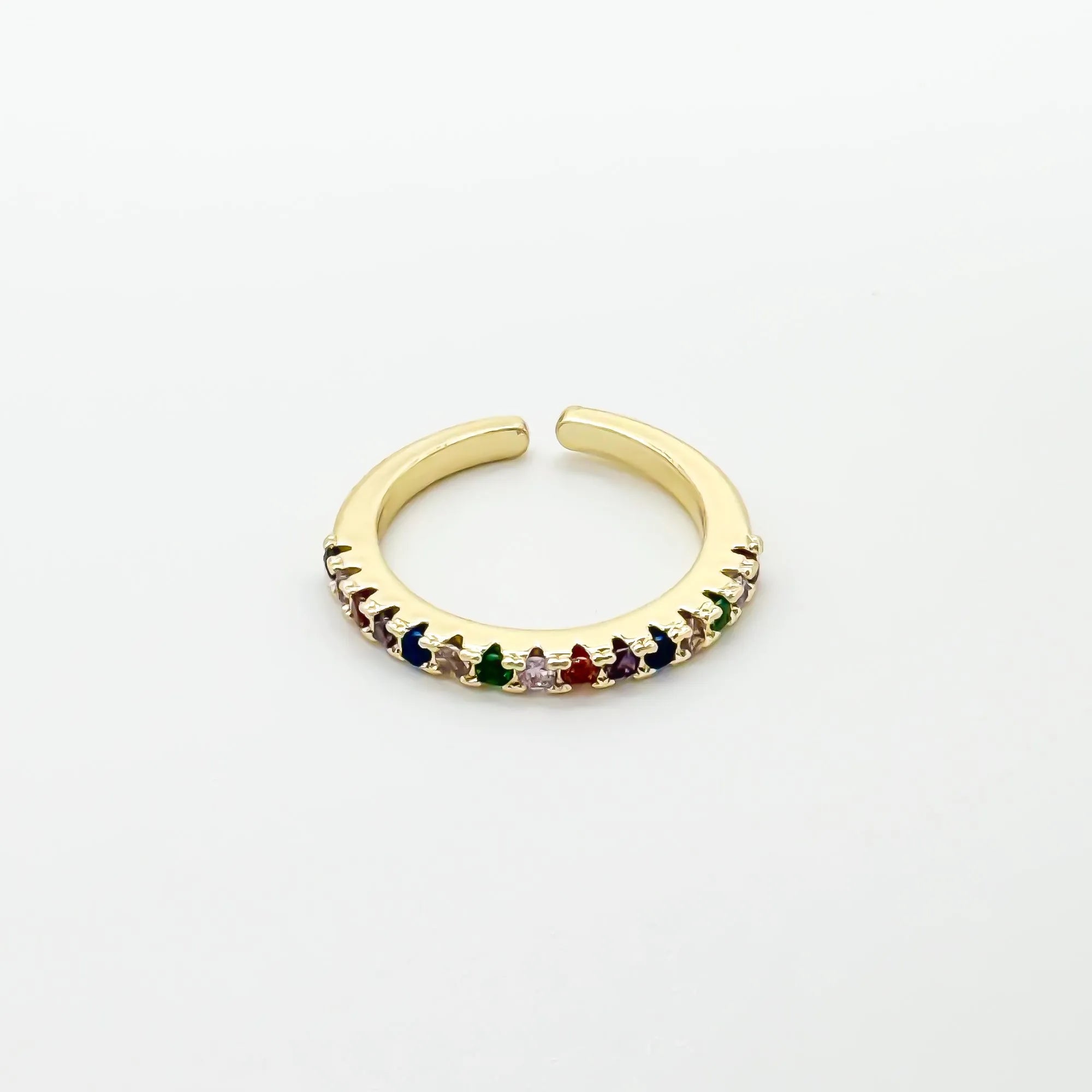 Multicolor Rhinestone - Ring - Stainless Steel - Adjustable