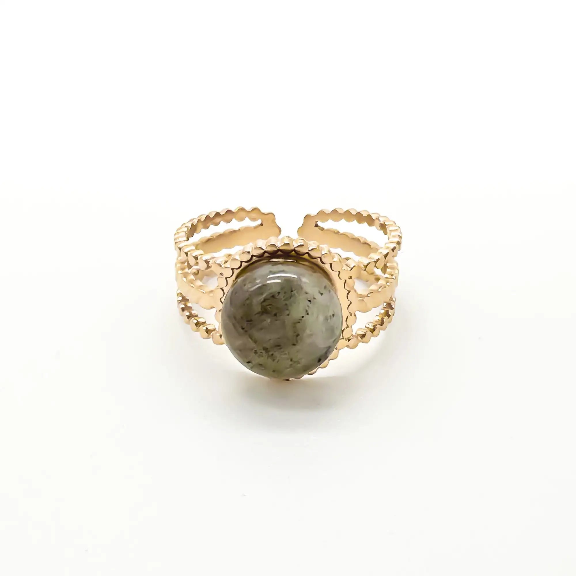 Nikkie - Ring - Natural Stone - Stainless Steel - Adjustable