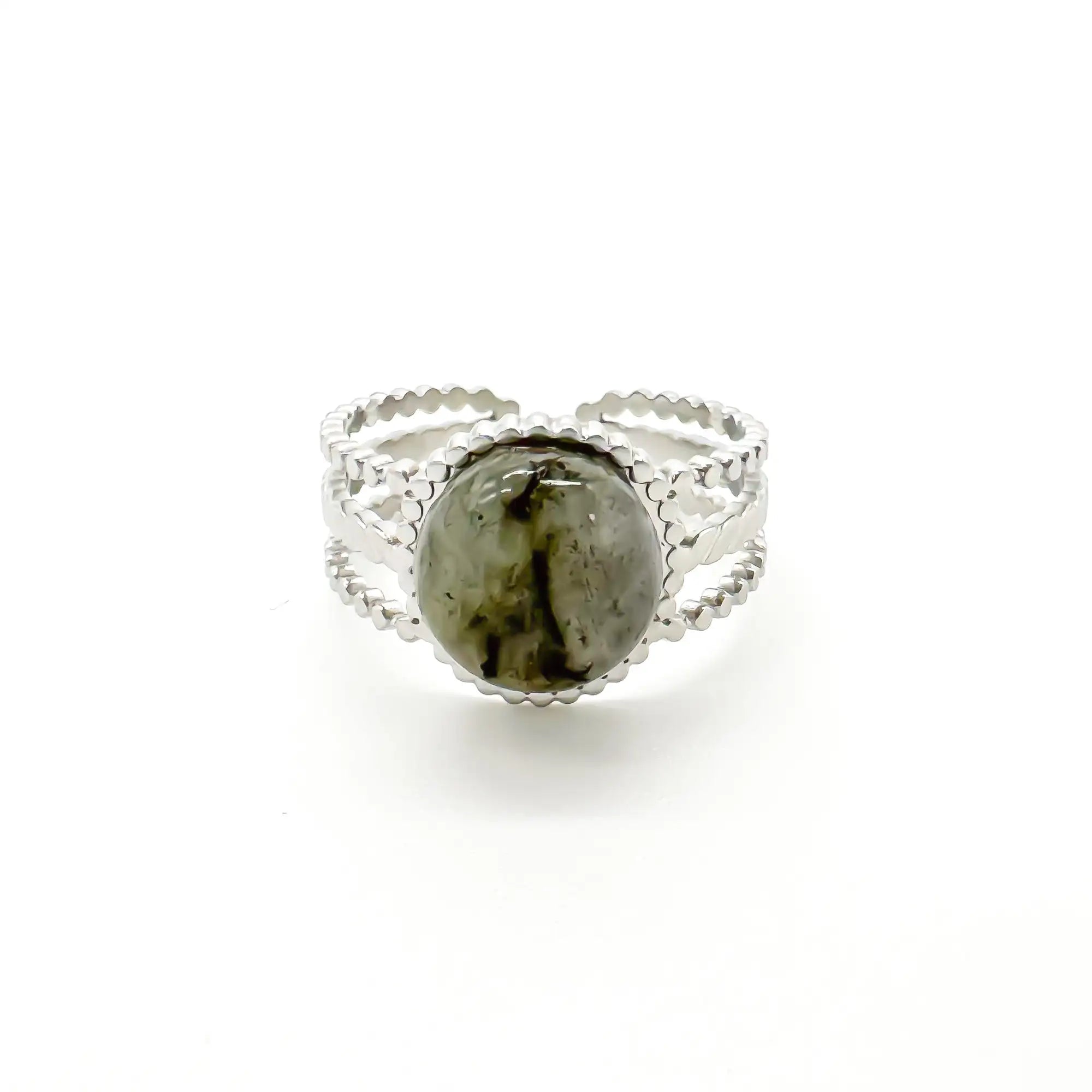 Nikkie - Ring - Natural Stone - Stainless Steel - Adjustable