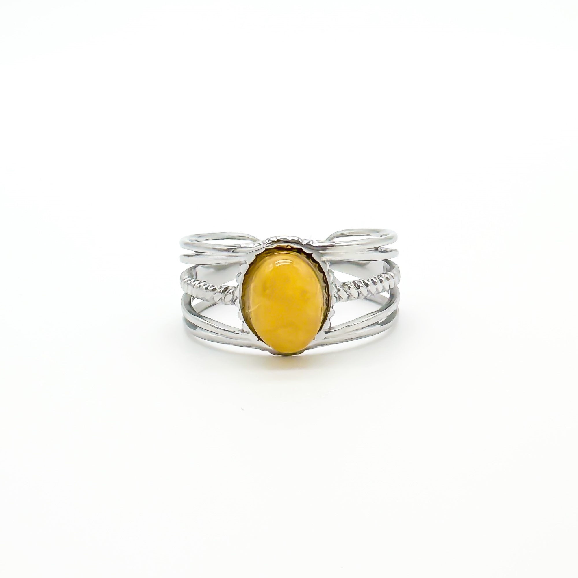 Varia - Ring - Natural Stone - Stainless Steel - Adjustable