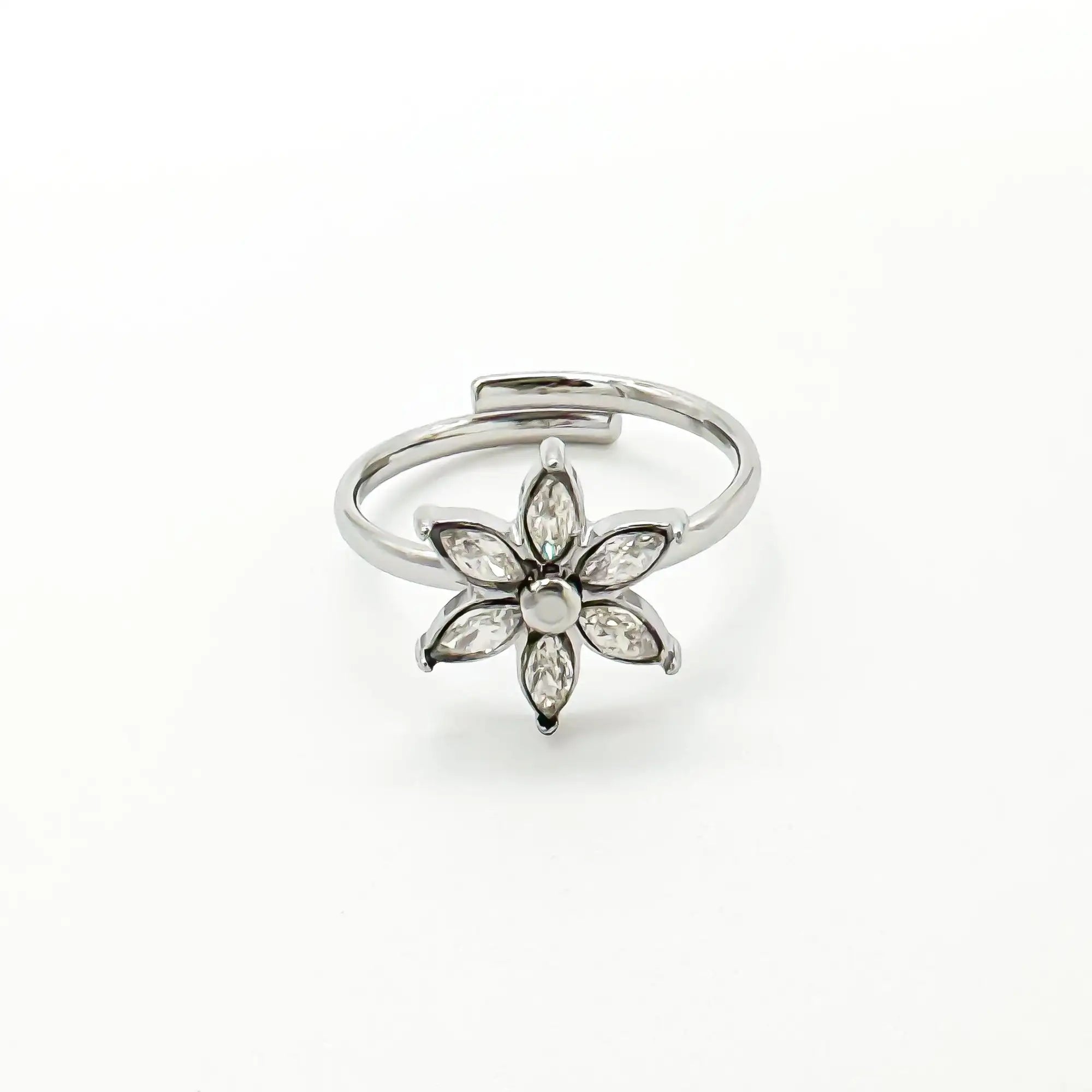 Shiny Flower - Ring - Stainless Steel - Adjustable