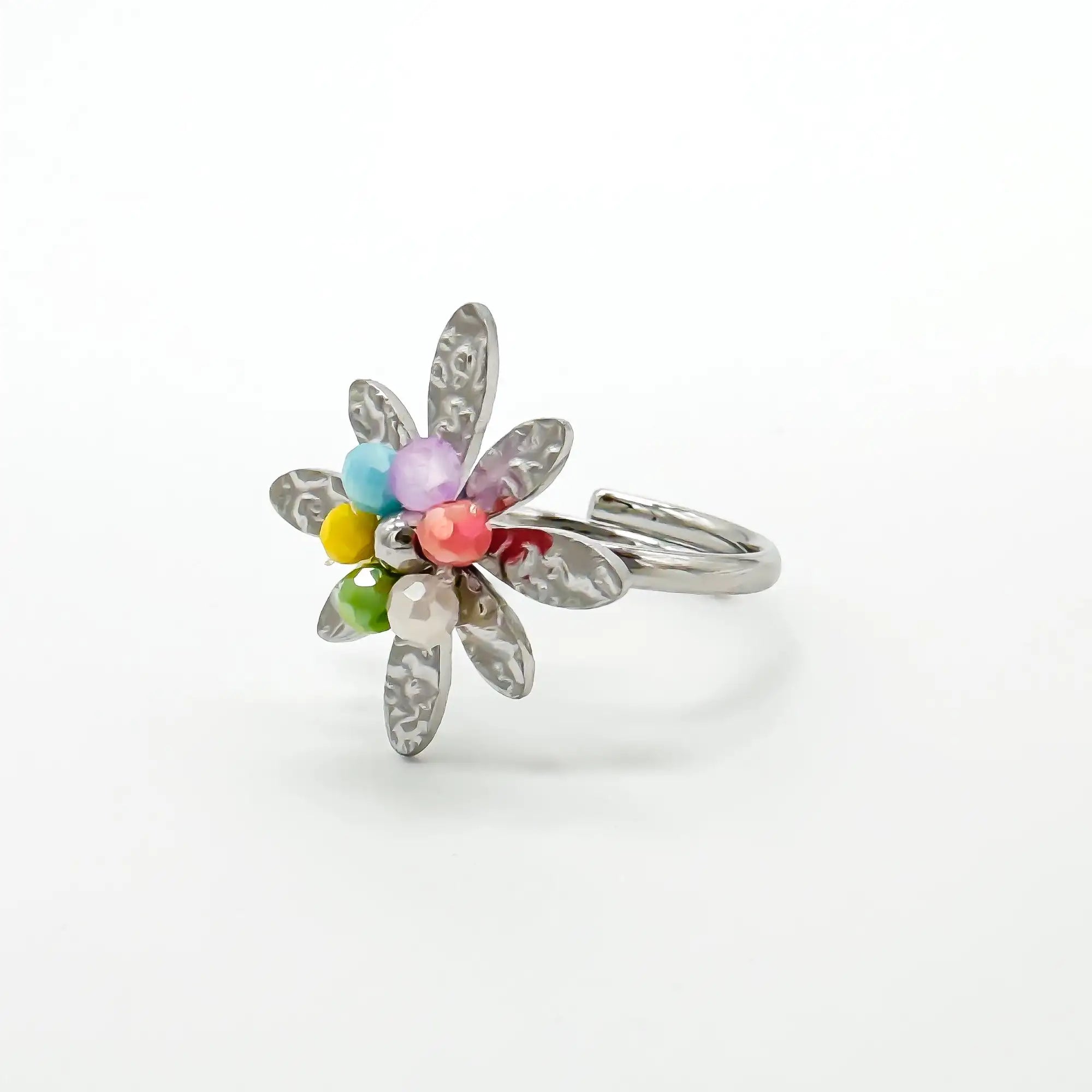 Colorful Flower - Ring - Stainless Steel - Adjustable