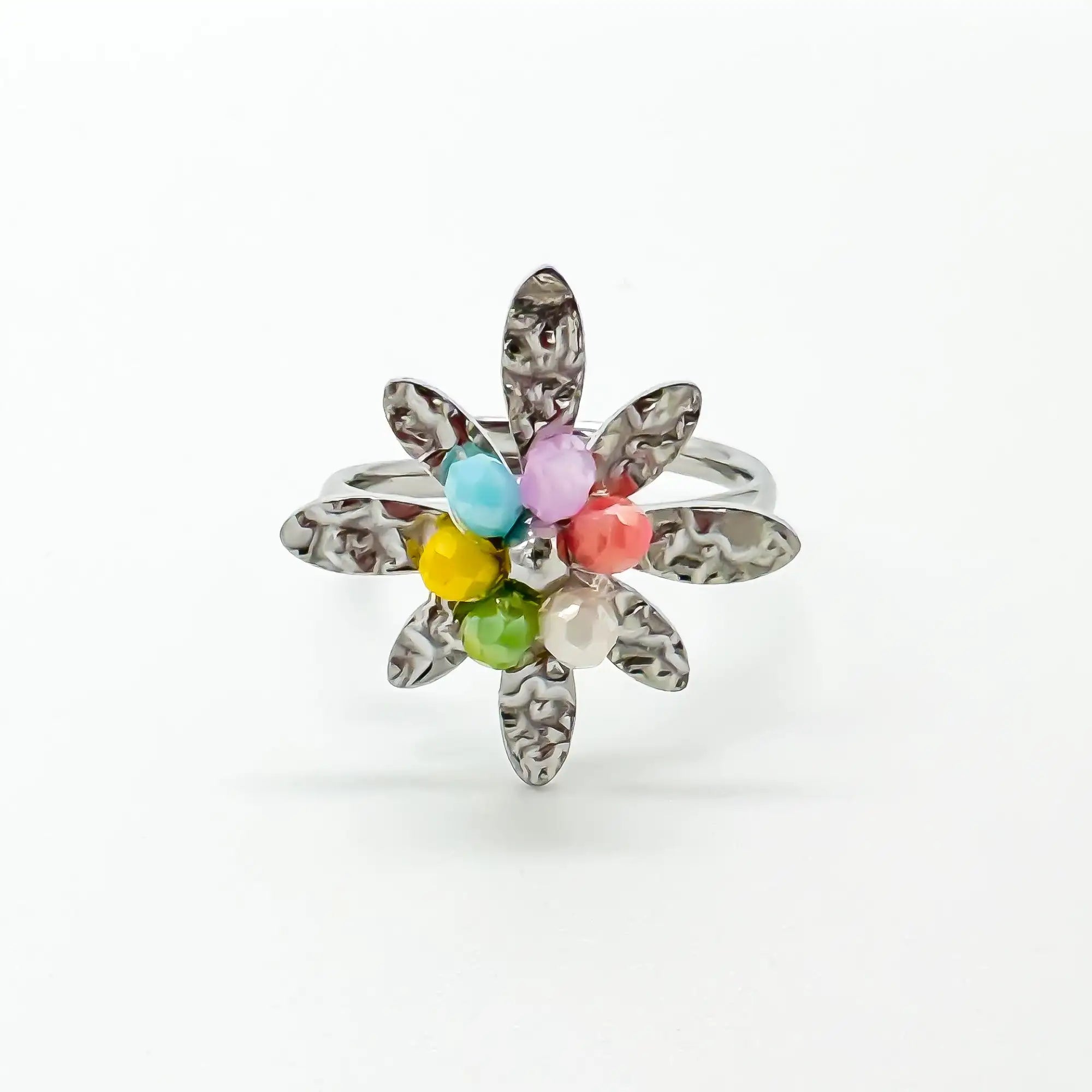 Colorful Flower - Ring - Stainless Steel - Adjustable