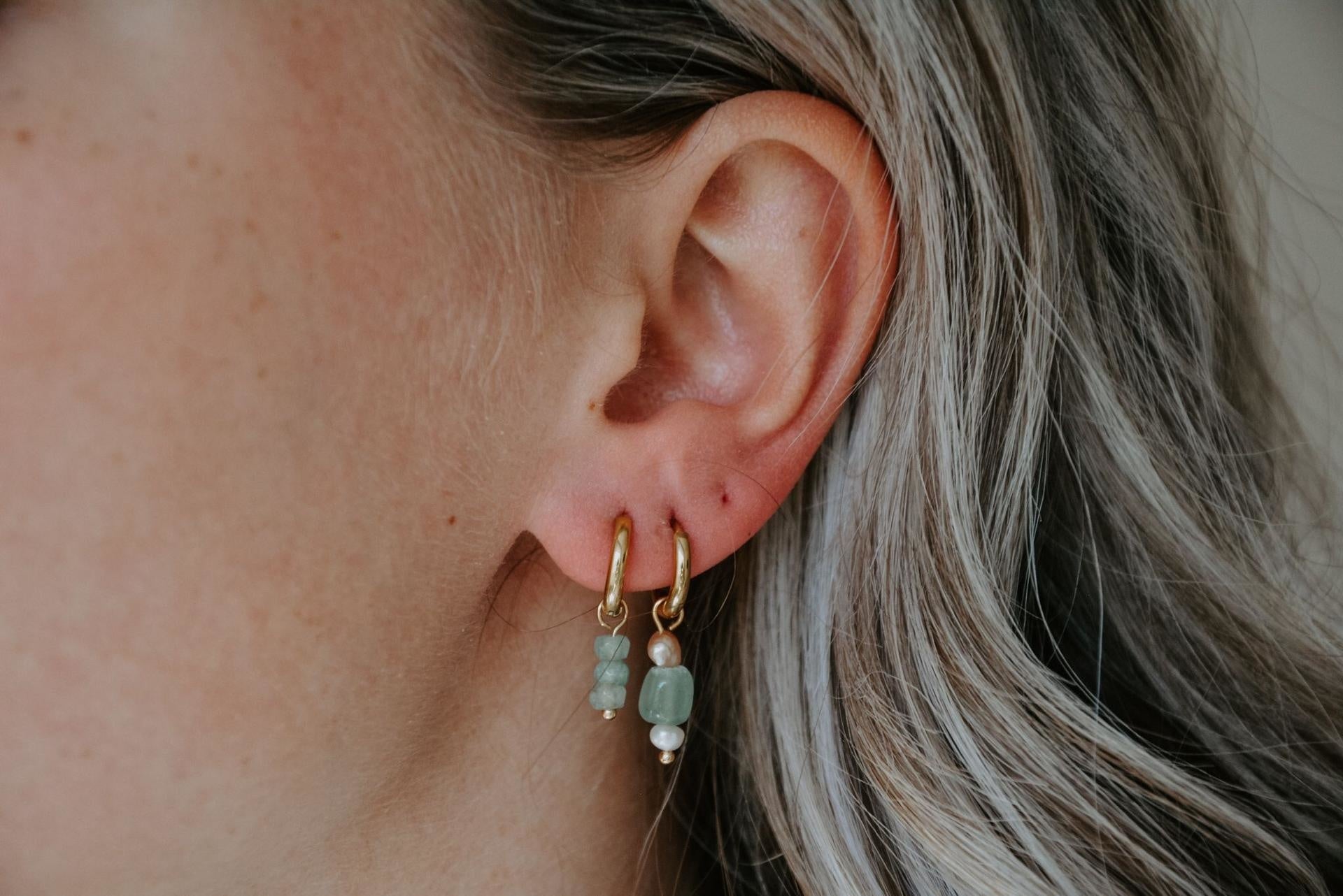 Aventurine Luna - Earrings - Stainless Steel