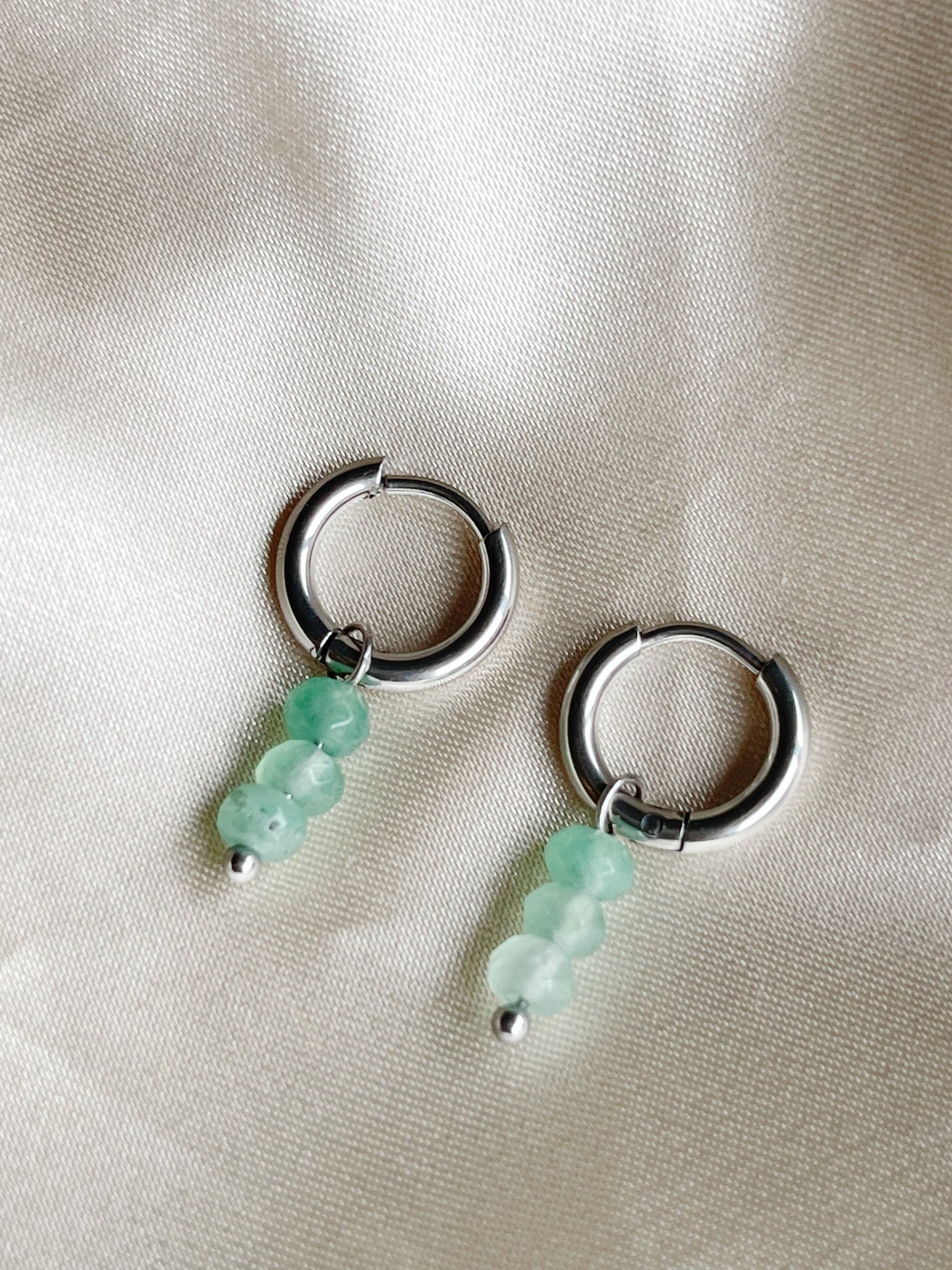 Aventurine Luna - Earrings - Stainless Steel