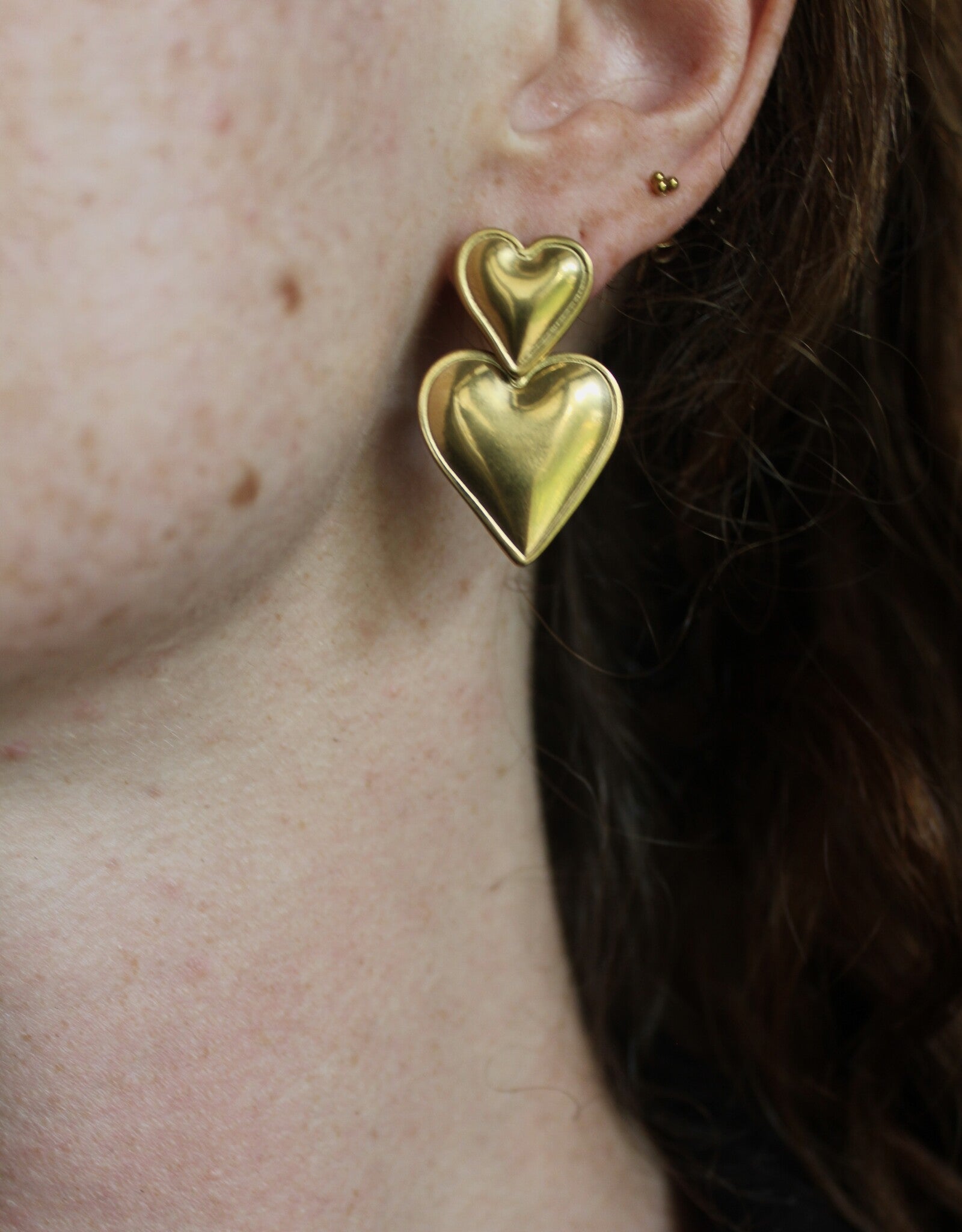 Two Hearts - Earrings - Stainless Steel