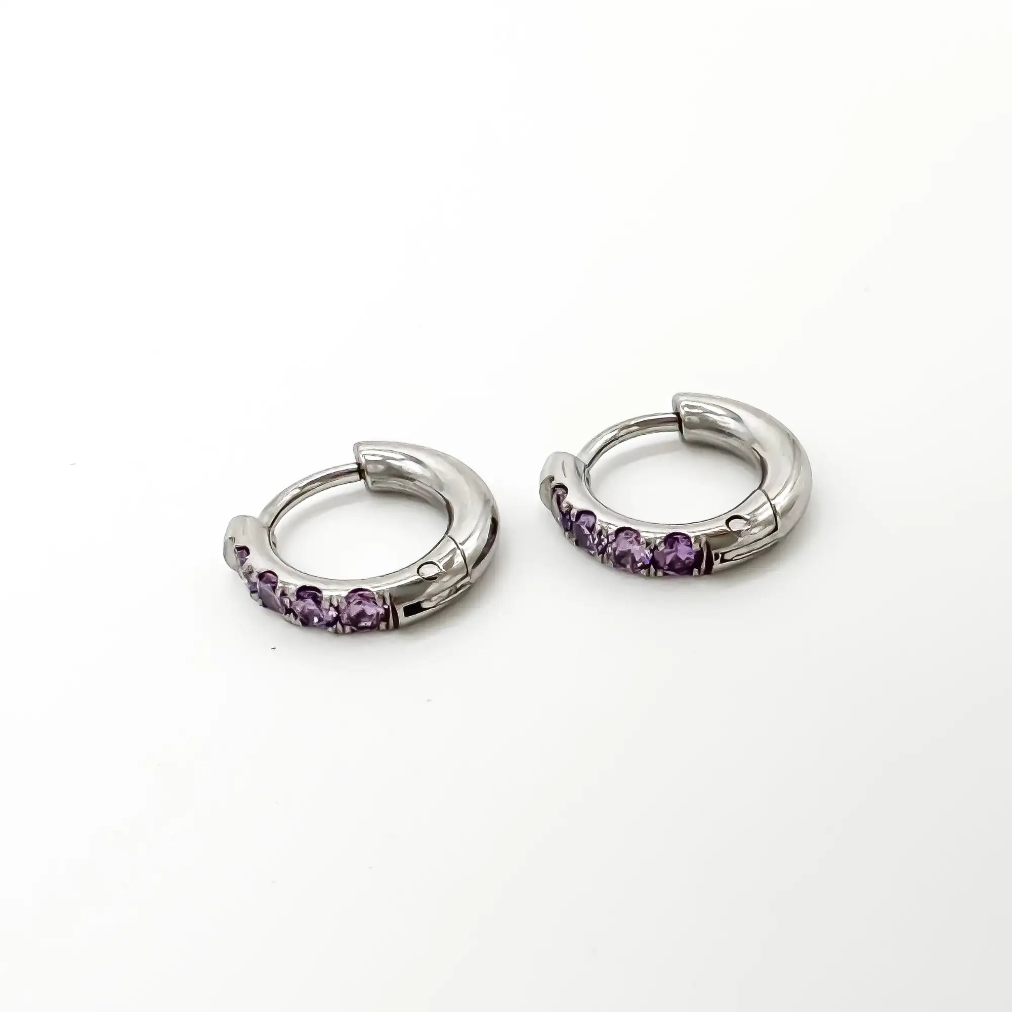 Rhinestone - Earrings 1.2 cm - Stainless Steel