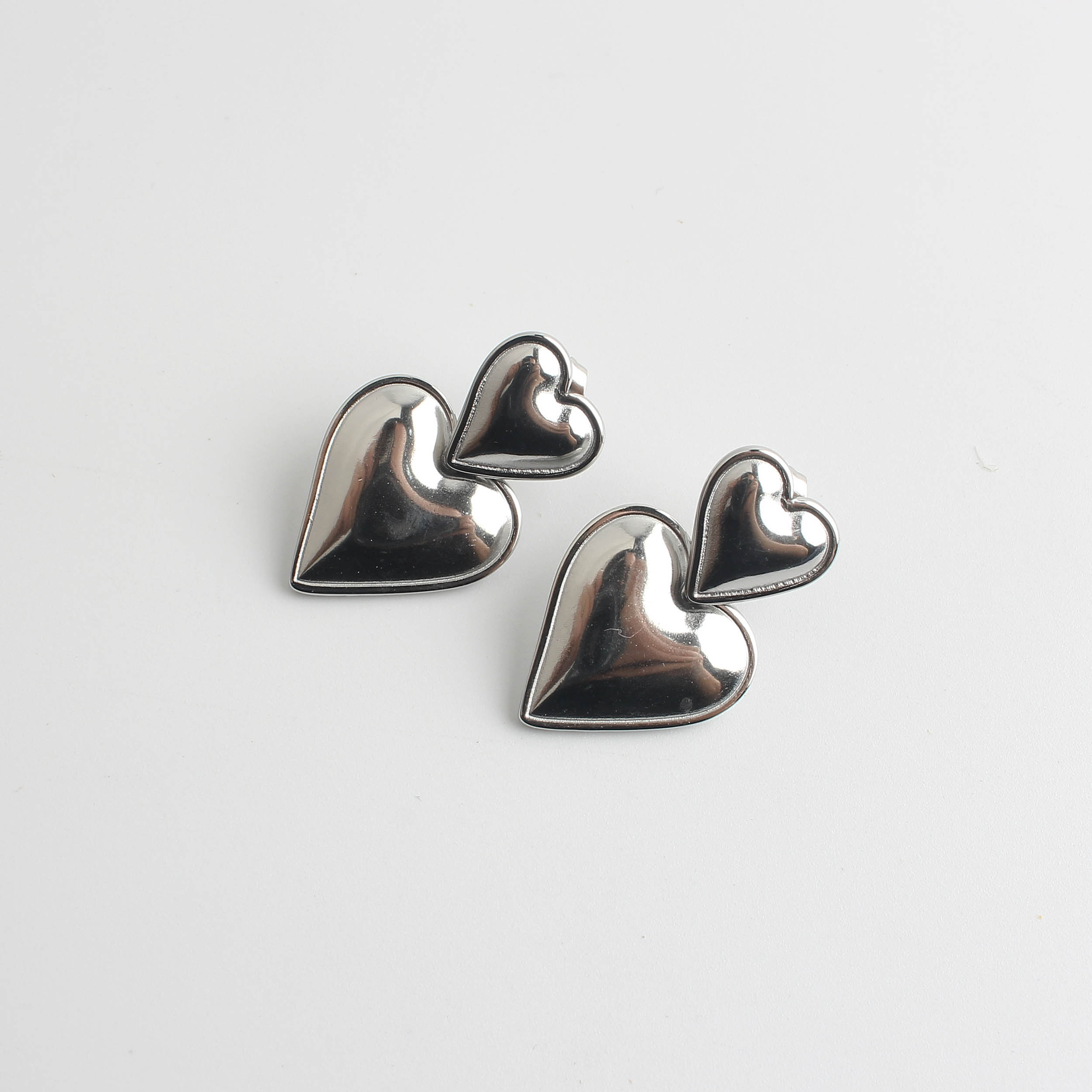 Two Hearts - Earrings - Stainless Steel