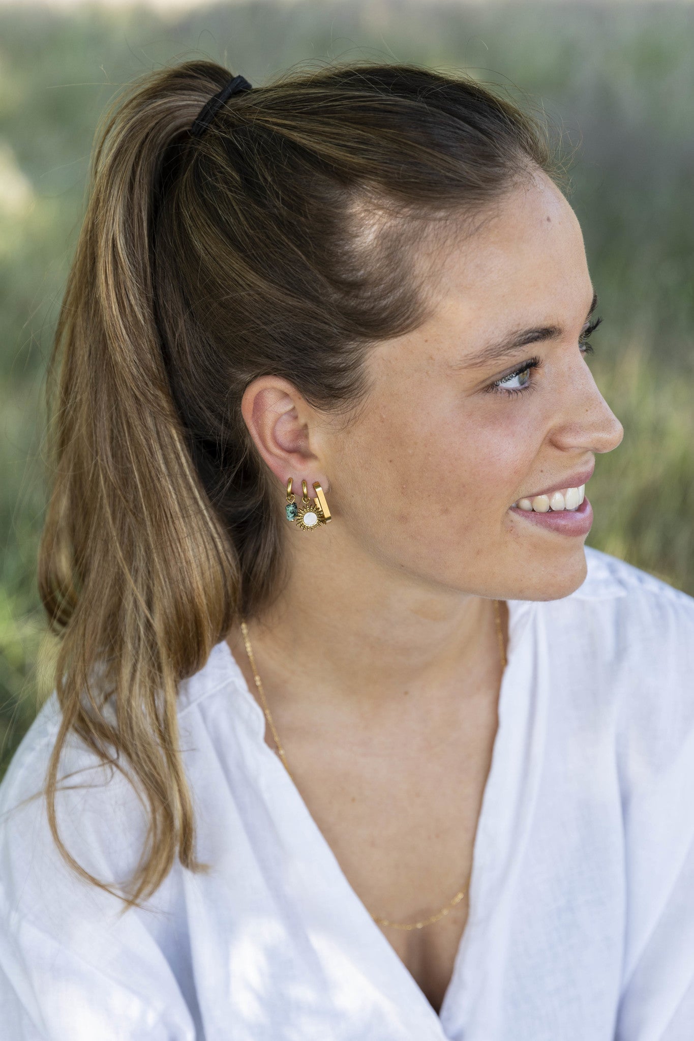 Square Stone - Earrings - Stainless Steel